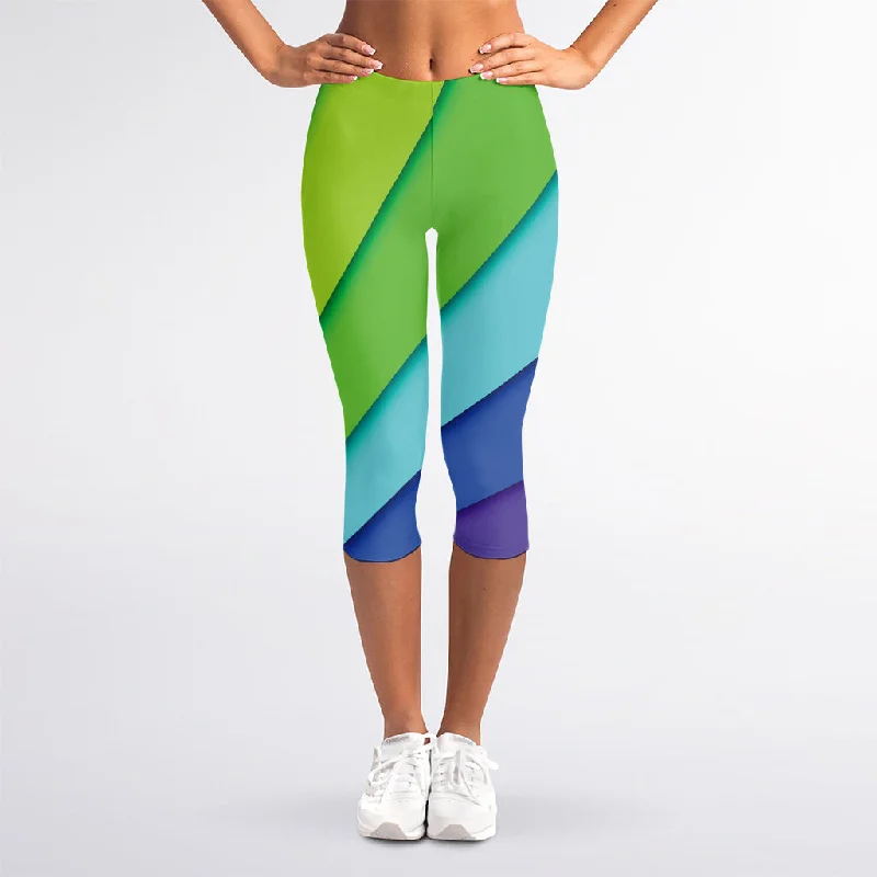 Rainbow Shades Print Women's Capri Leggings