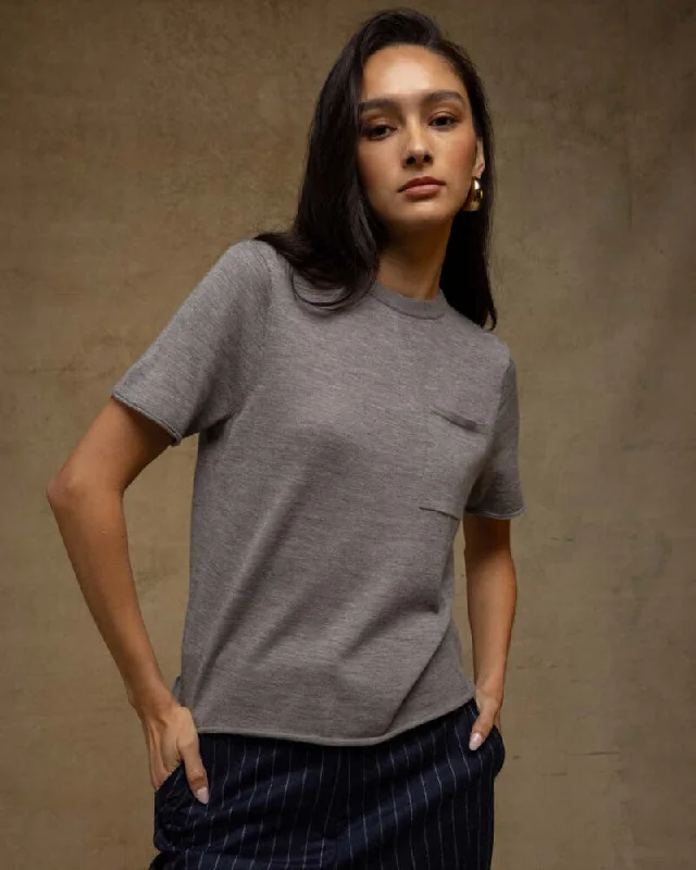 27 Miles - Rayna sweater in Heather Grey 100% cashmere.