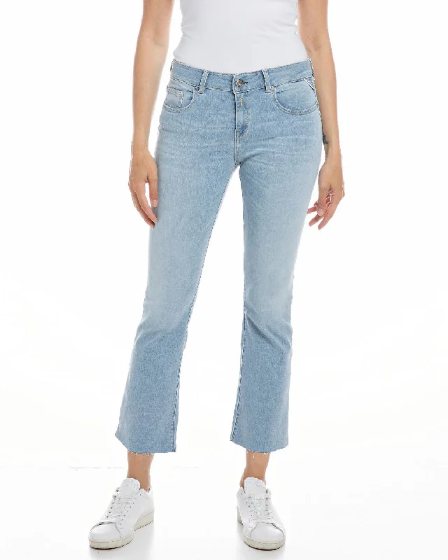 Replay Womens Faaby Flare Crop Jeans - Light Blue Casual Skinny Fit Jeans