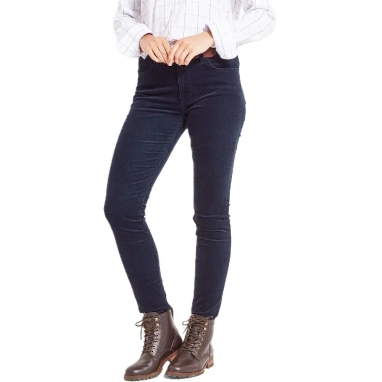 Schoffel Ladies Clover Cord Jeans - Navy Stylish High-Waist Skinny Denim