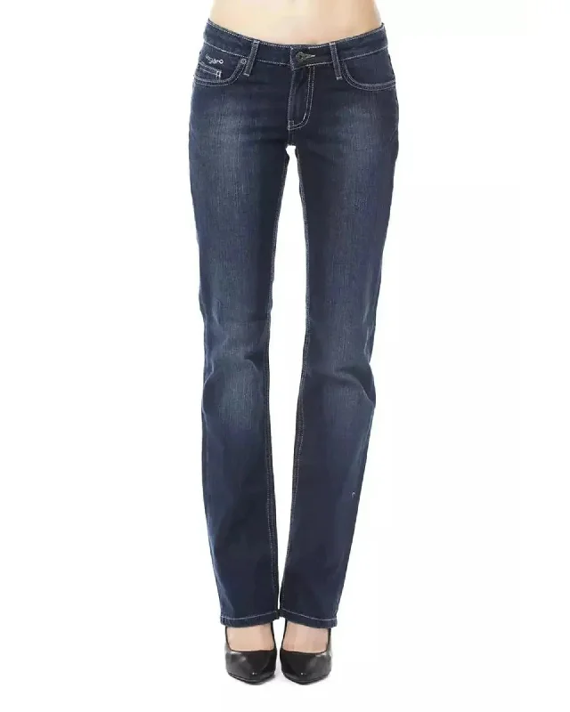 Ungaro Fever Women's Blue Cotton Jeans & Pant - W32 US Fashionable Frayed Hem Denim