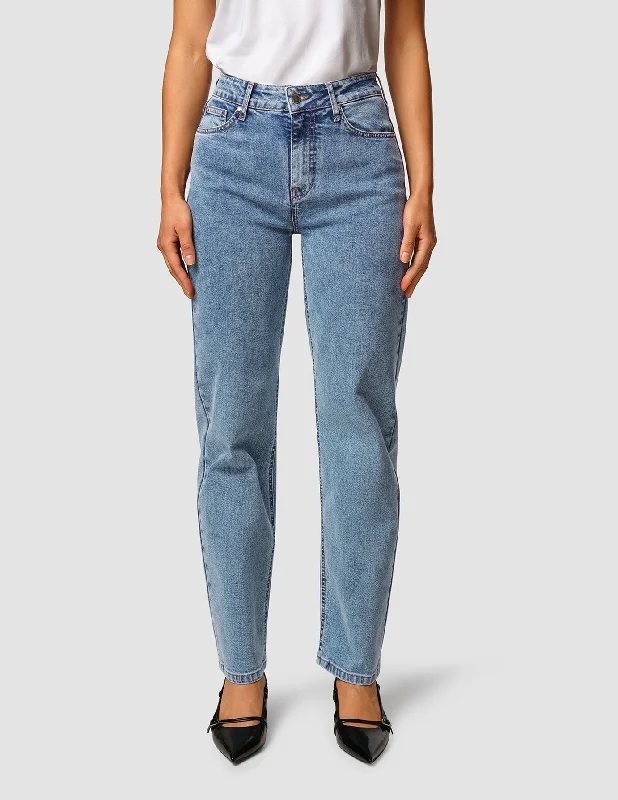 Jeans Straight Snow Blue Wash Classic Button Fly Jeans
