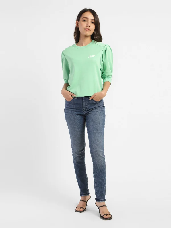 Women's Mid Rise 311 Shaping Skinny Fit Jeans Fashionable Raw Edge Jeans