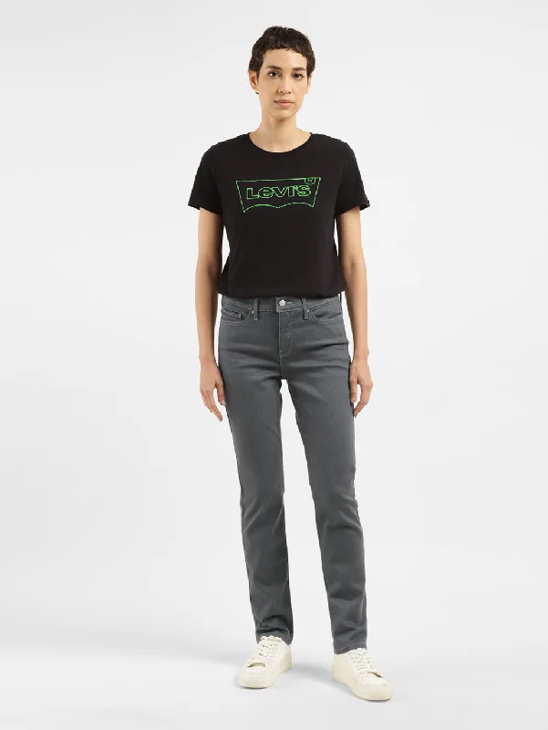 Women's Mid Rise 312 Slim Fit Jeans Elegant Raw Hem Jeans