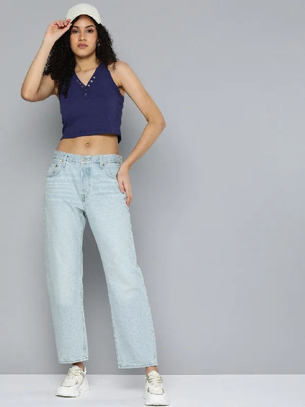 Women's Mid Rise 501 '90s Regular Fit Button Fly Jeans Fashionable Straight Cut Jeans