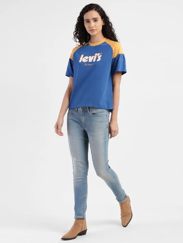 Women's Mid Rise 711 Skinny Fit Jeans Elegant Raw Hem Jeans