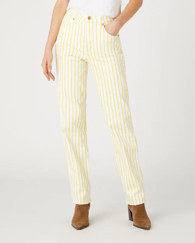 Wrangler Womens Mom Straight Fit Jeans - Sunshine Stripes Comfortable Jogger Style Jeans