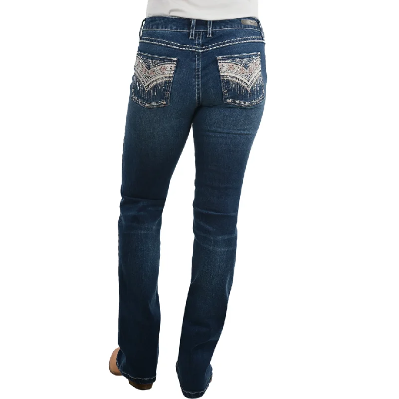 Wrangler Womens Rock 47 Faye Low-Rise Bootcut Jeans -34" Leg Stylish High-Waist Skinny Denim