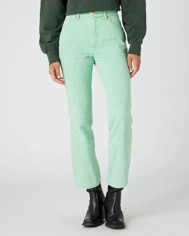 Wrangler Womens Wild West High Rise Straight Cropped Jeans - Cactus Fashionable Relaxed Fit Denim