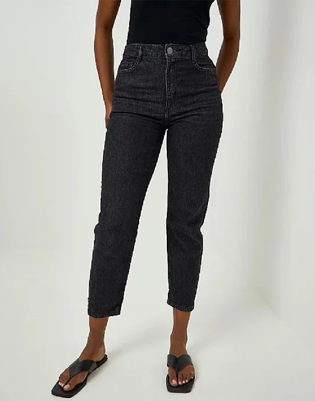 Black Faded Mom Jeans