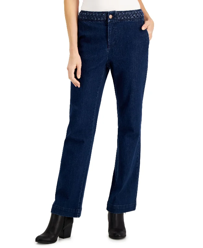 Charter Club Braided Waist Wide Leg Jeans