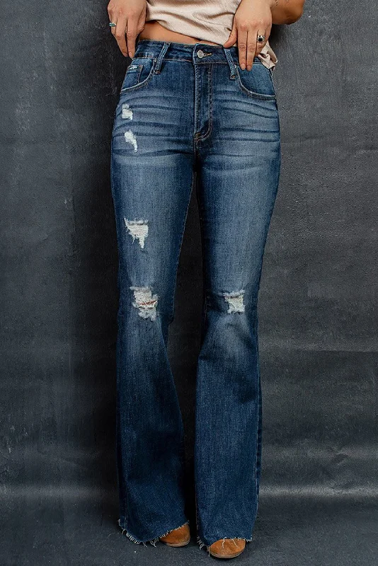 Dark Wash Mid Rise Flare Jeans