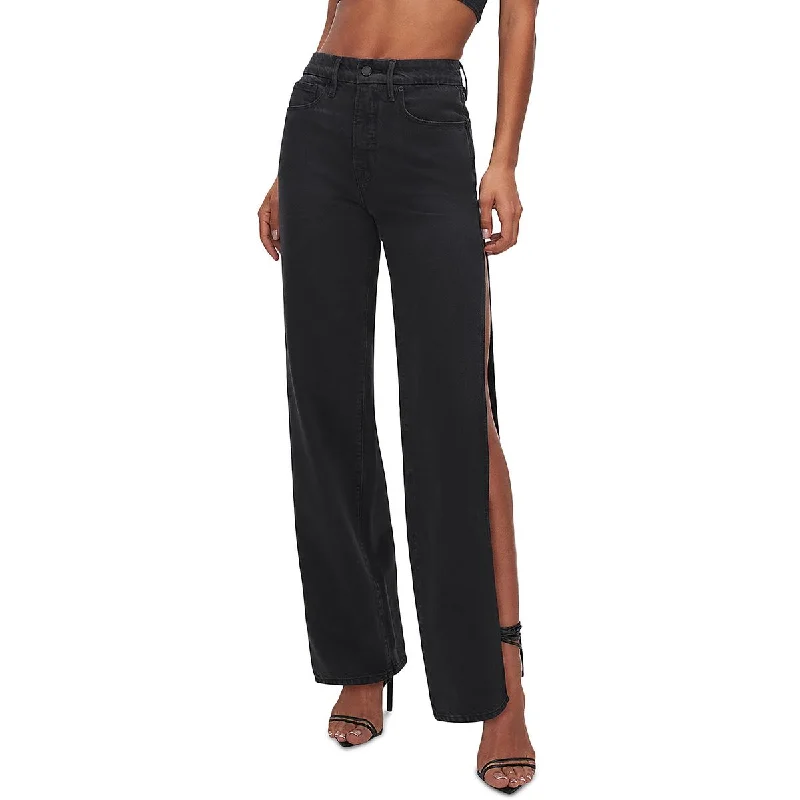 Good American Womens High Rise Side Slit High-Waist Jeans