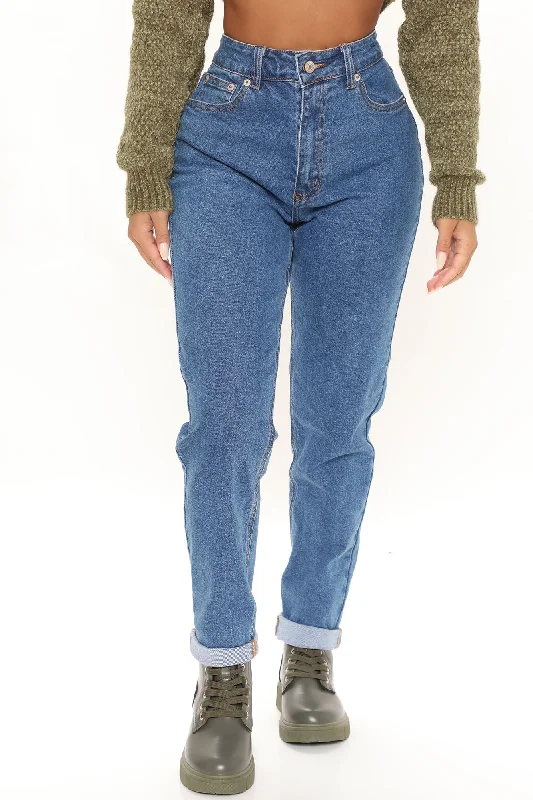 Listen Closely High Rise Stretch Mom Jeans - Dark Wash